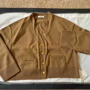 CHICJOC 100% Cashmere Cardigan Camel Size 36